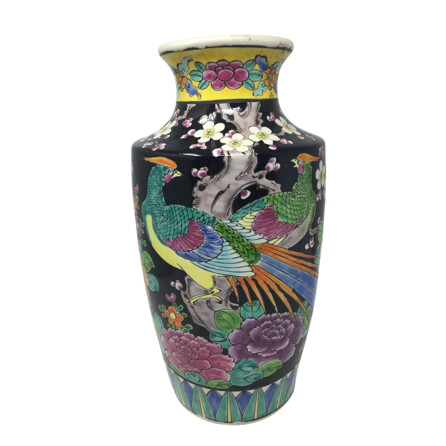Beautiful Antique Japanese Floral Glazed Porcelain Urn/Vase with Peacock/Flowers on it - A+ Stuff - Vase or Holder - A+ Stuff