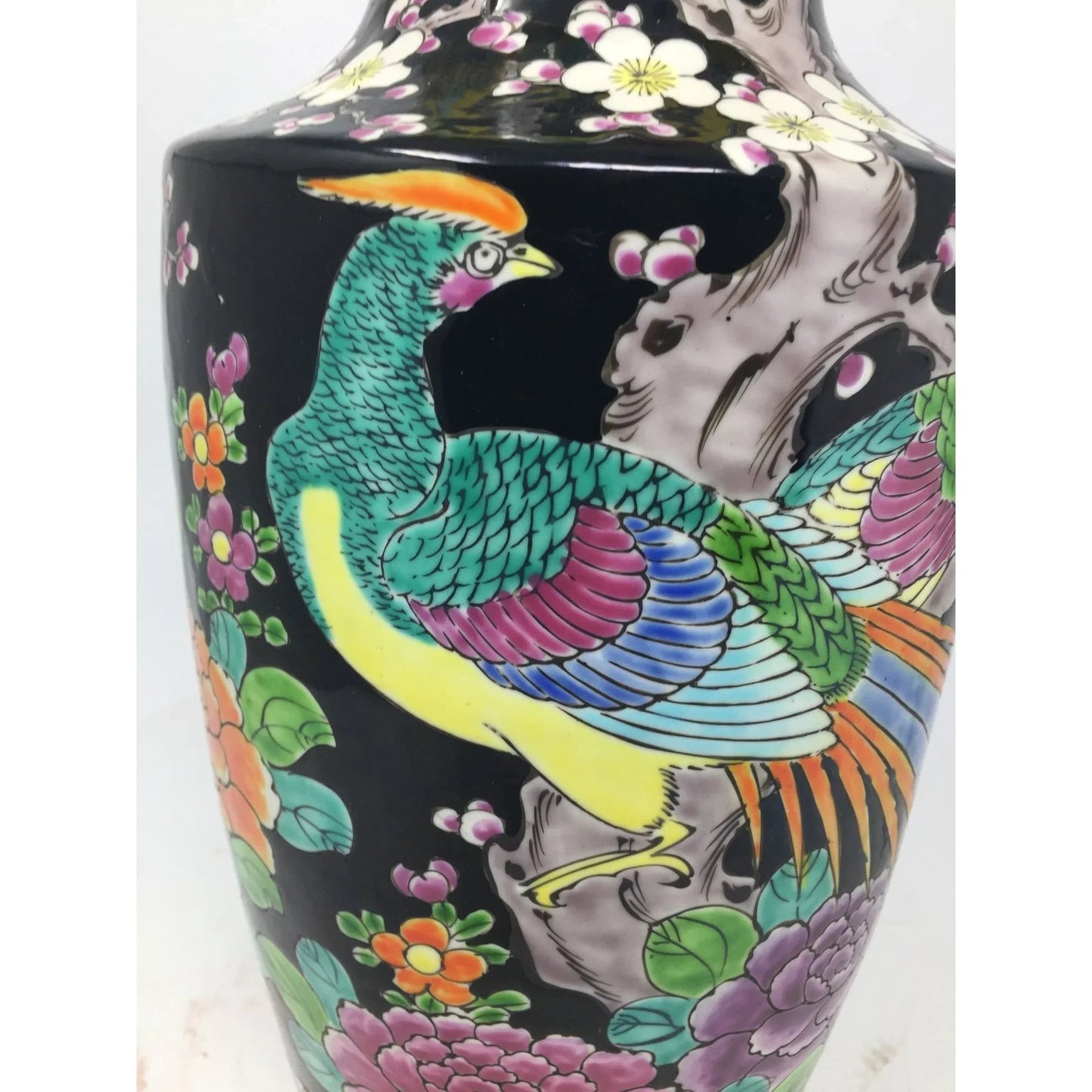 Beautiful Antique Japanese Floral Glazed Porcelain Urn/Vase with Peacock/Flowers on it - A+ Stuff - Vase or Holder - A+ Stuff