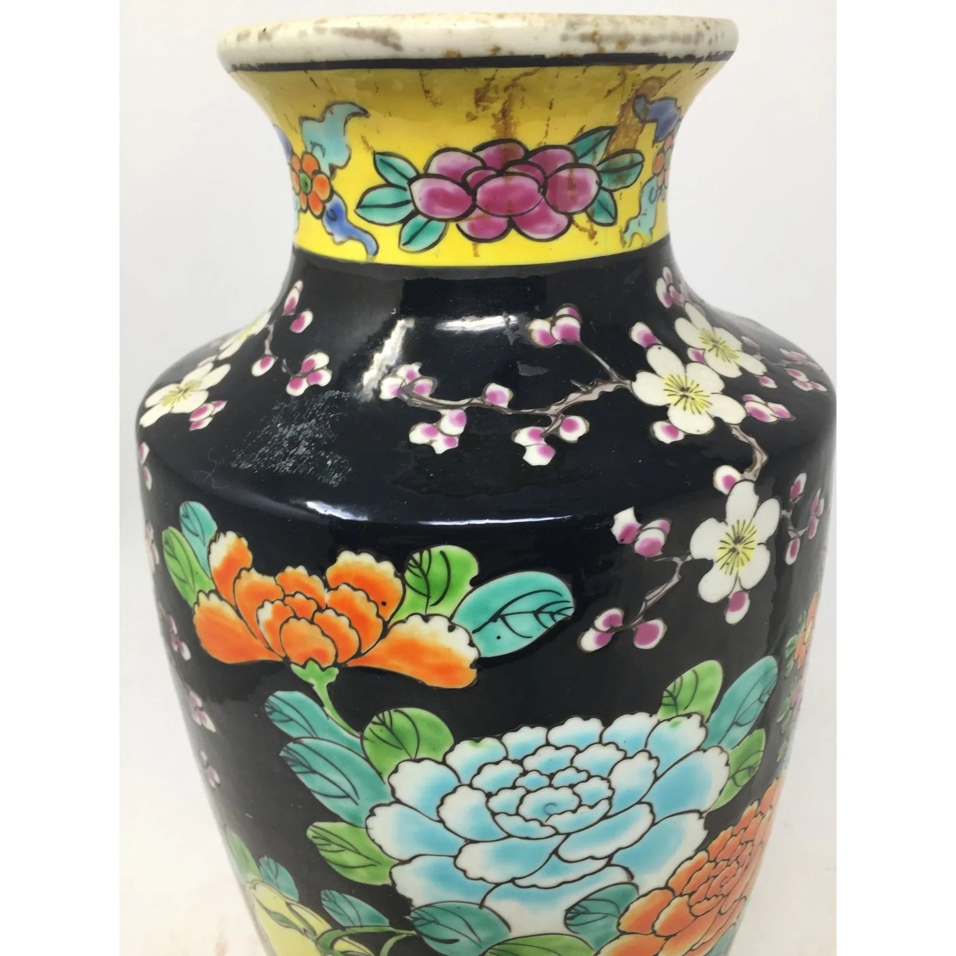 Beautiful Antique Japanese Floral Glazed Porcelain Urn/Vase with Peacock/Flowers on it - A+ Stuff - Vase or Holder - A+ Stuff