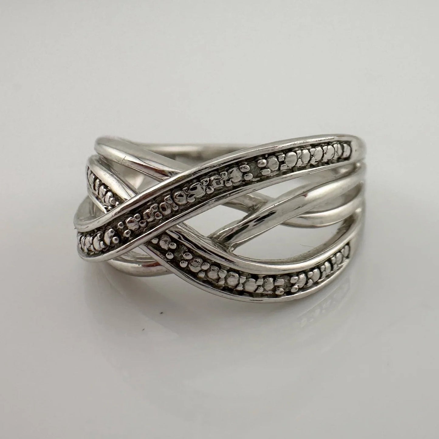 Beautiful Braided Strands Ring with Diamond Accent Size 7 - Unbranded - Ring - A+ Stuff