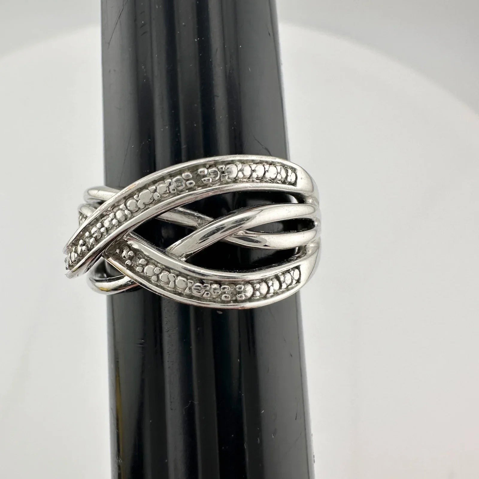 Beautiful Braided Strands Ring with Diamond Accent Size 7 - Unbranded - Ring - A+ Stuff