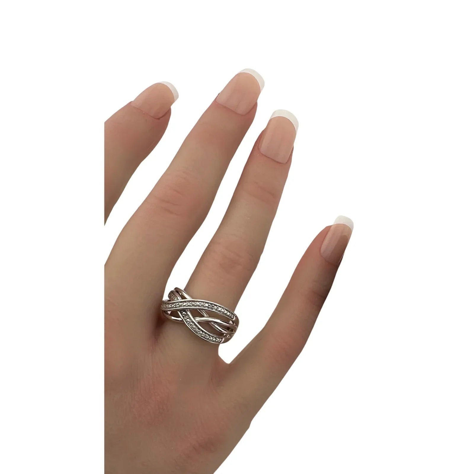 Beautiful Braided Strands Ring with Diamond Accent Size 7 - Unbranded - Ring - A+ Stuff