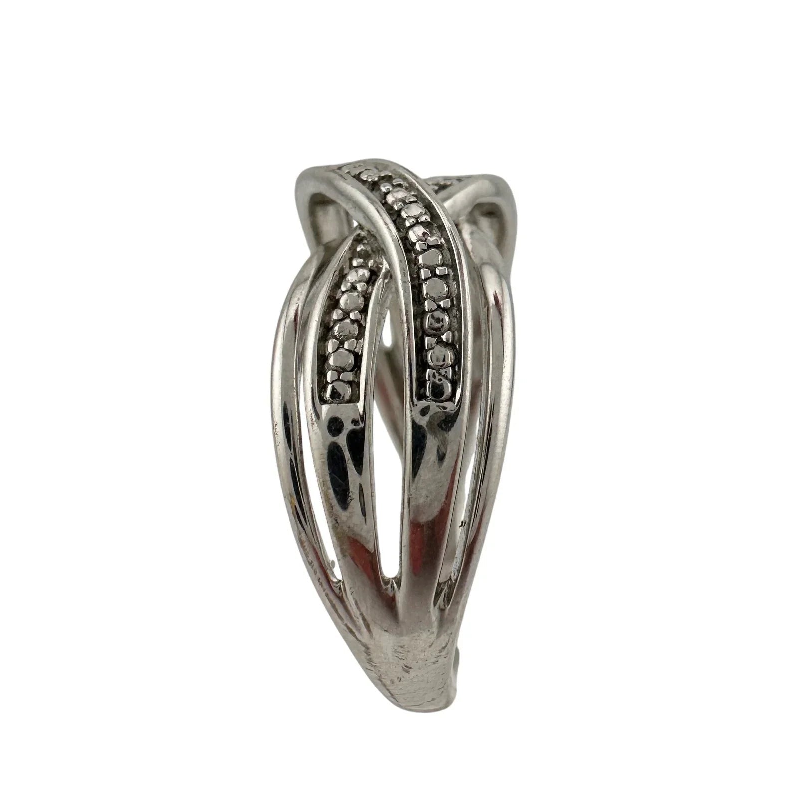 Beautiful Braided Strands Ring with Diamond Accent Size 7 - Unbranded - Ring - A+ Stuff