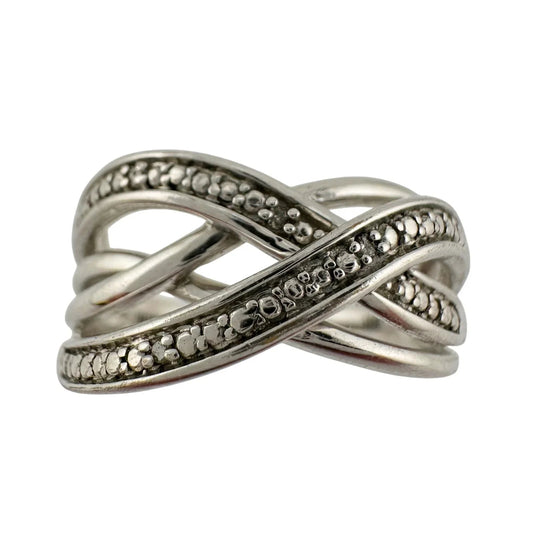 Beautiful Braided Strands Ring with Diamond Accent Size 7 - Unbranded - Ring - A+ Stuff