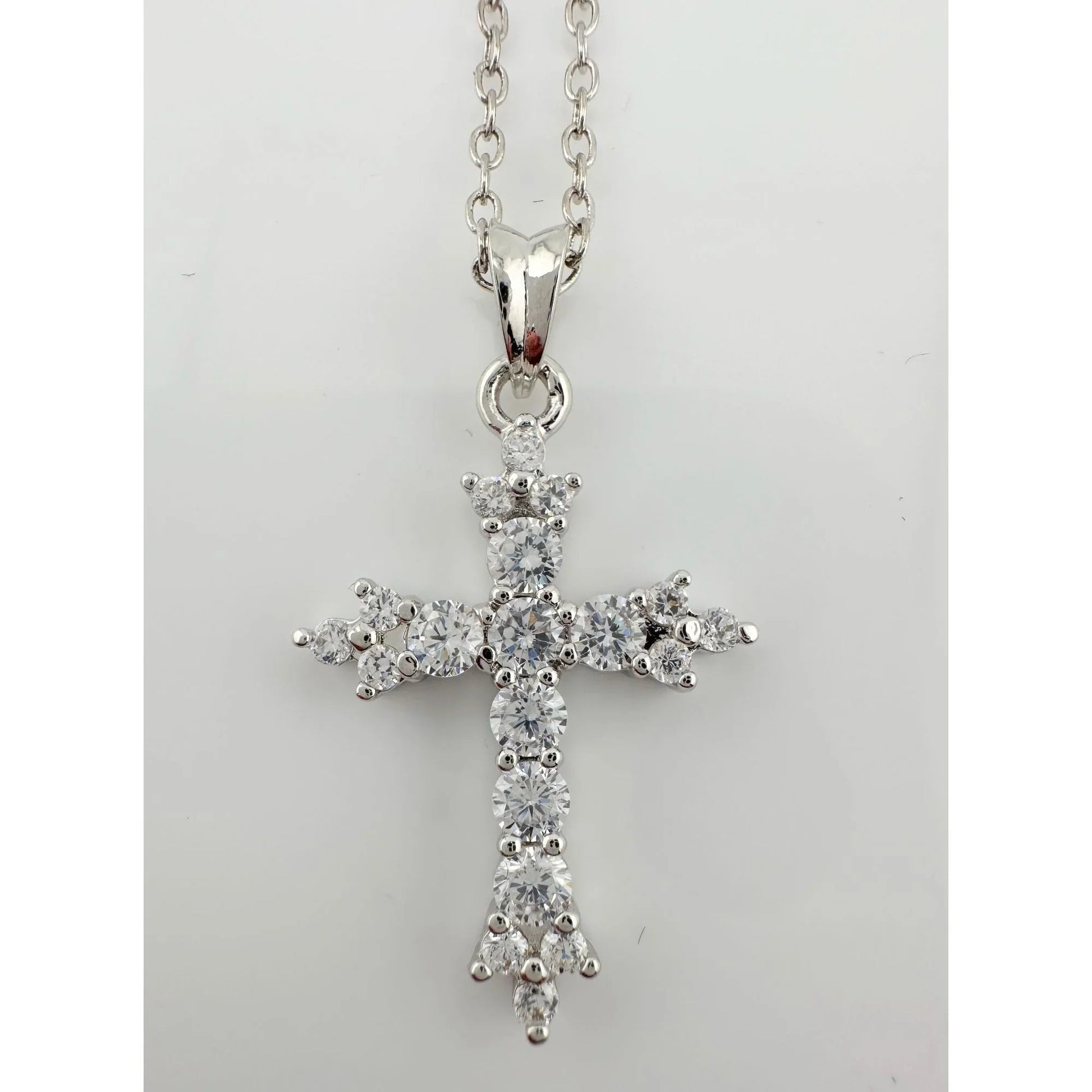 Beautiful Cross Pendant with Shining White Gemstones - A+ Stuff - Necklace - A+ Stuff