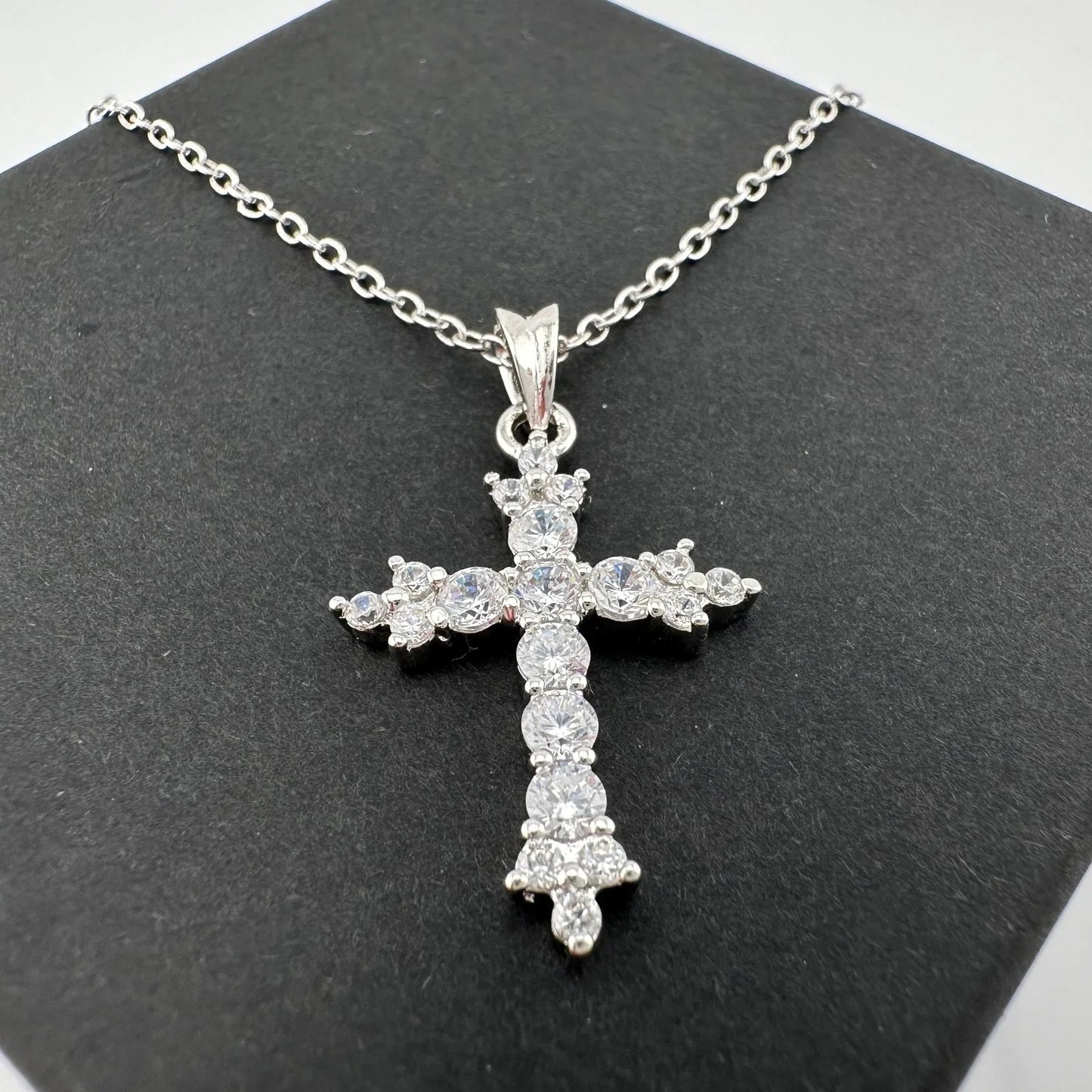 Beautiful Cross Pendant with Shining White Gemstones - A+ Stuff - Necklace - A+ Stuff
