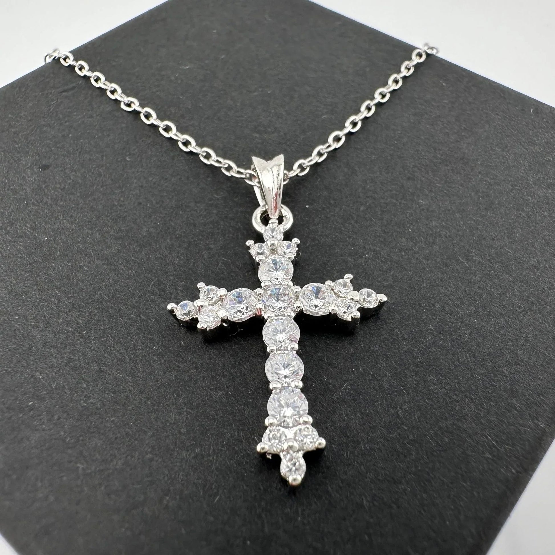 Beautiful Cross Pendant with Shining White Gemstones - A+ Stuff - Necklace - A+ Stuff