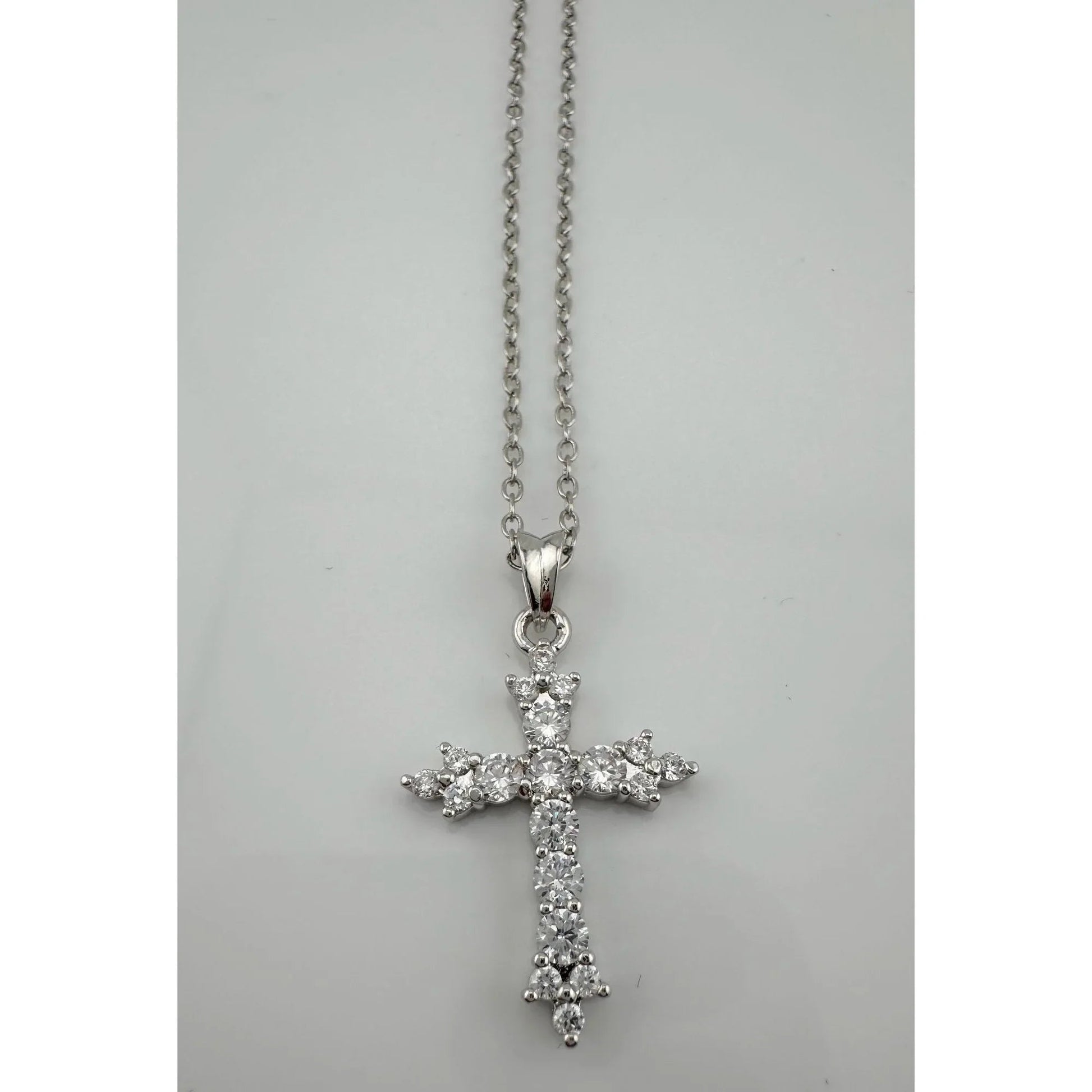 Beautiful Cross Pendant with Shining White Gemstones - A+ Stuff - Necklace - A+ Stuff