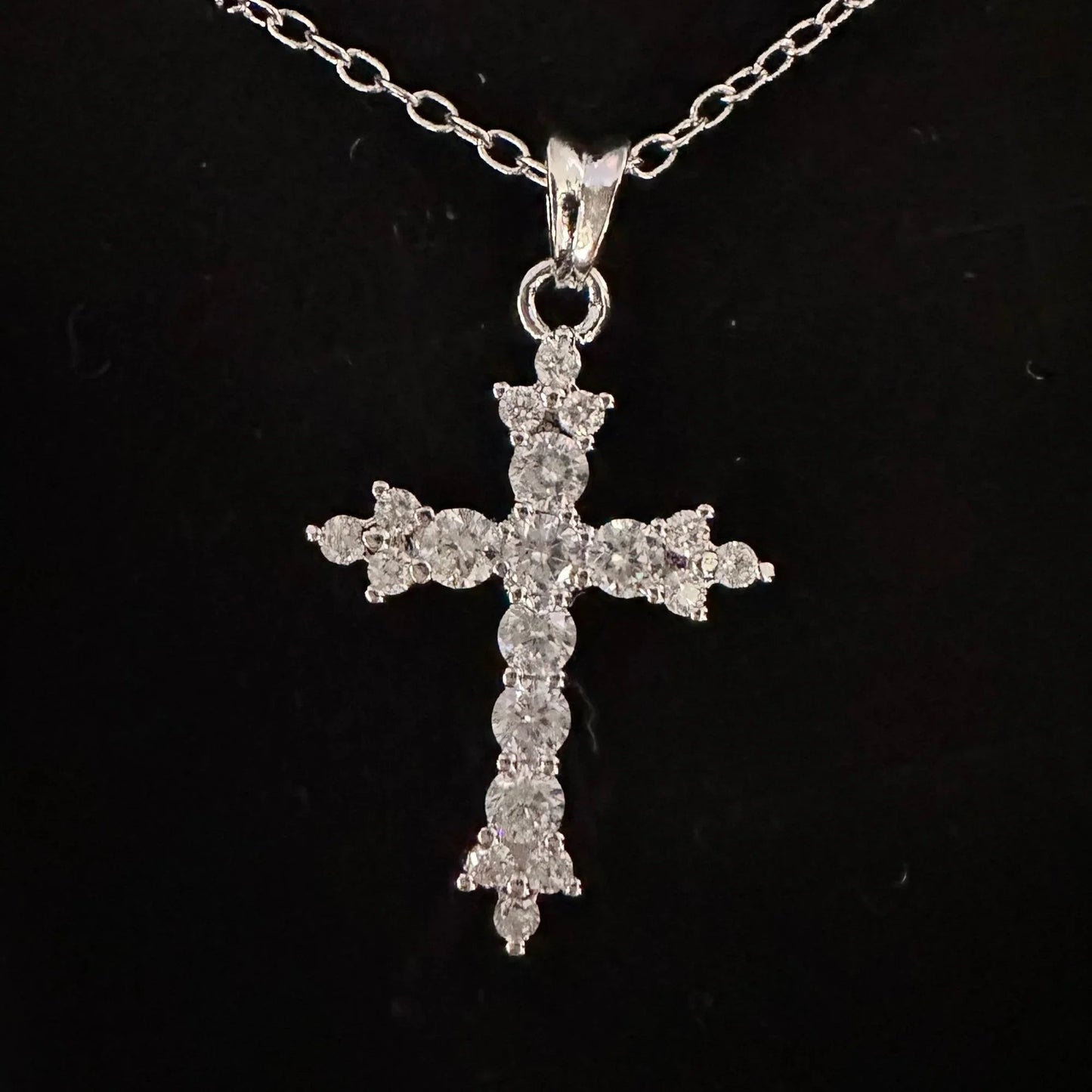 Beautiful Cross Pendant with Shining White Gemstones - A+ Stuff - Necklace - A+ Stuff