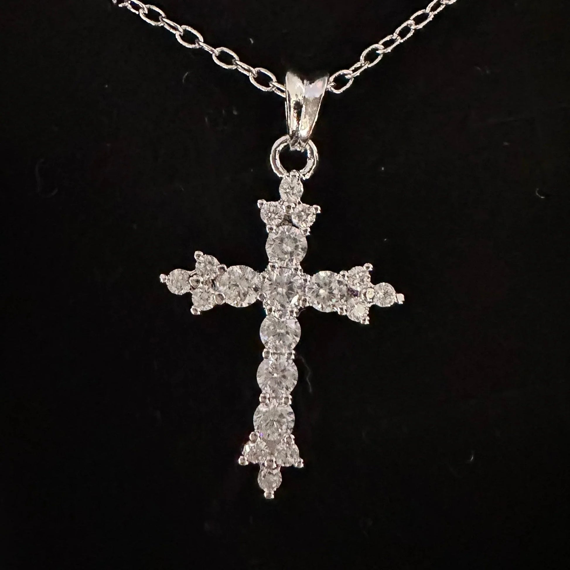 Beautiful Cross Pendant with Shining White Gemstones - A+ Stuff - Necklace - A+ Stuff