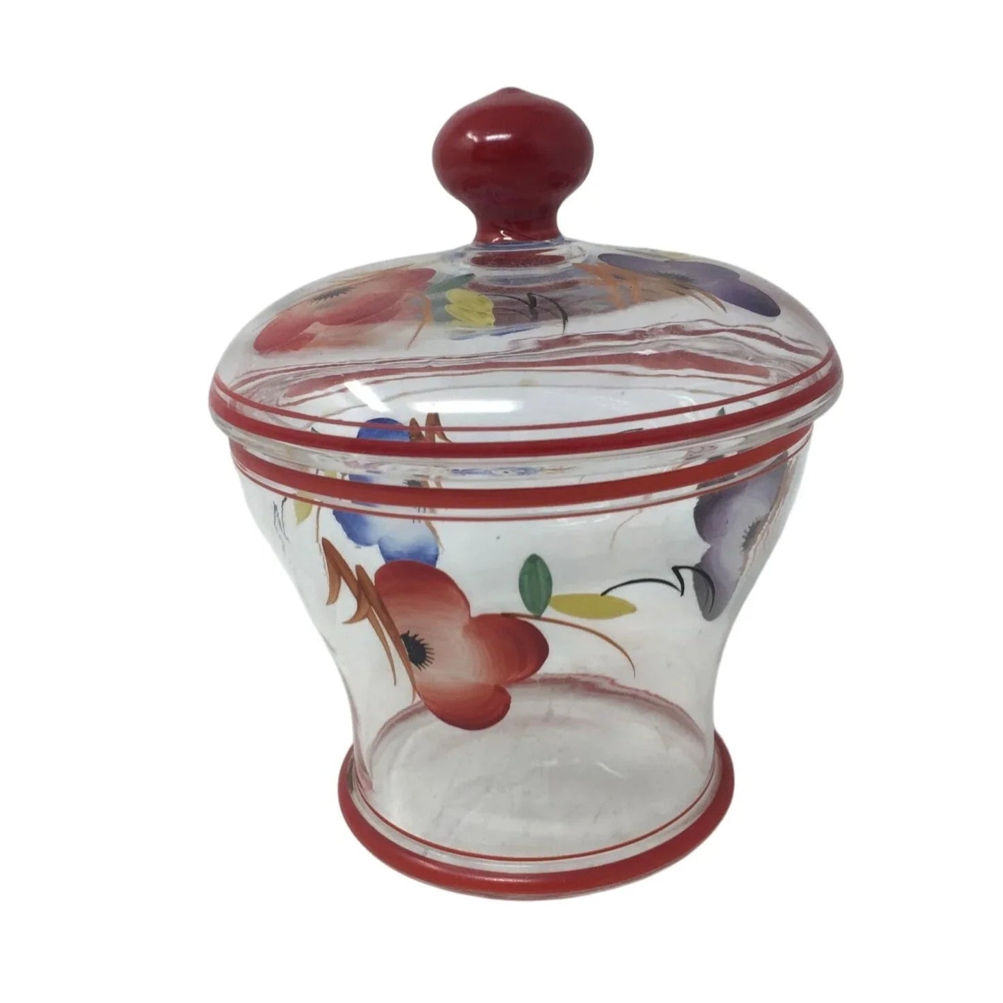 Beautiful Glass Vintage Covered Candy Dish with Flowers on it - A+ Stuff - Glass - A+ Stuff