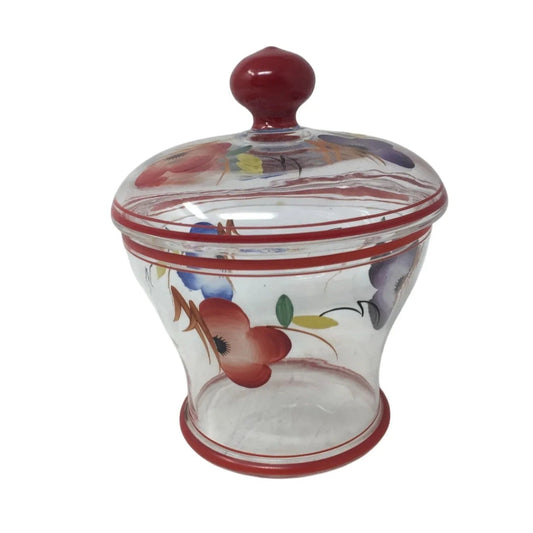 Beautiful Glass Vintage Covered Candy Dish with Flowers on it - A+ Stuff - Glass - A+ Stuff