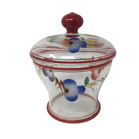 Beautiful Glass Vintage Covered Candy Dish with Flowers on it - A+ Stuff - Glass - A+ Stuff