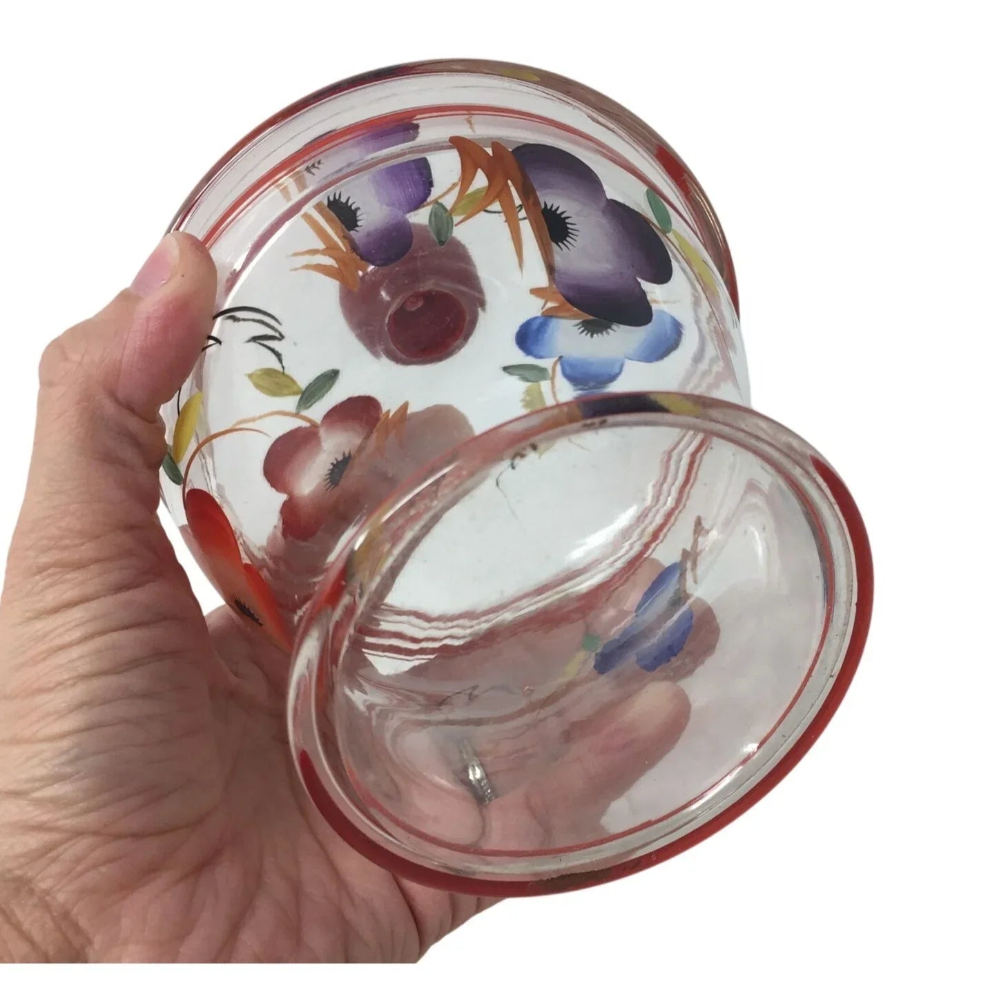 Beautiful Glass Vintage Covered Candy Dish with Flowers on it - A+ Stuff - Glass - A+ Stuff