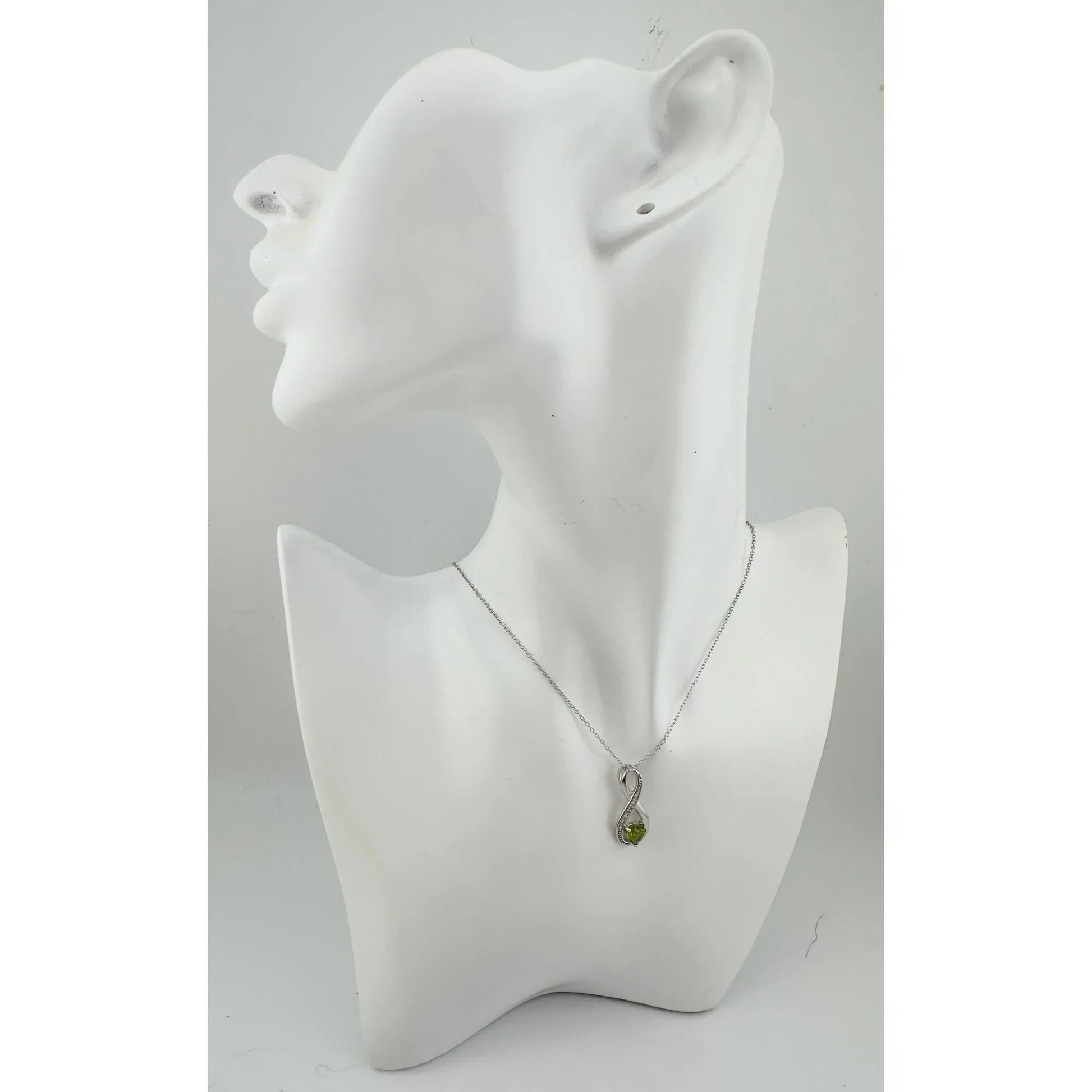 Beautiful Heart Peridot Infinity Necklace with Diamond Accent - A+ Stuff
