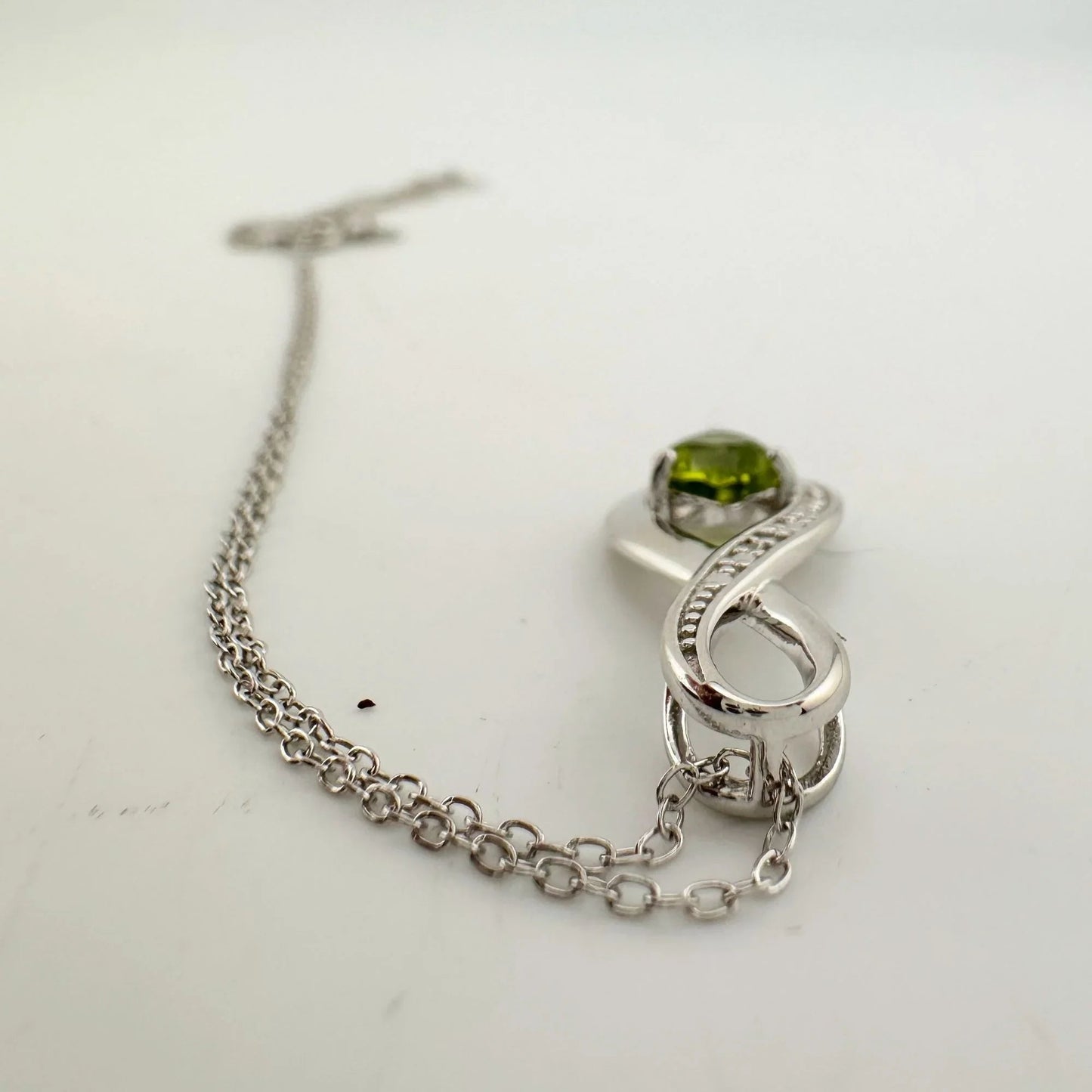 Beautiful Heart Peridot Infinity Necklace with Diamond Accent - A+ Stuff