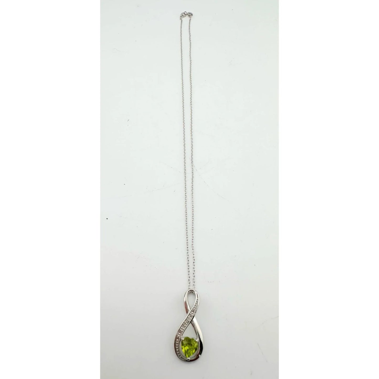 Beautiful Heart Peridot Infinity Necklace with Diamond Accent - A+ Stuff