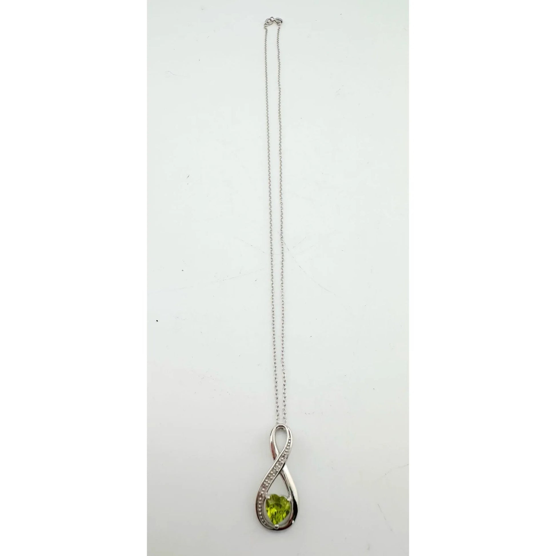 Beautiful Heart Peridot Infinity Necklace with Diamond Accent - A+ Stuff