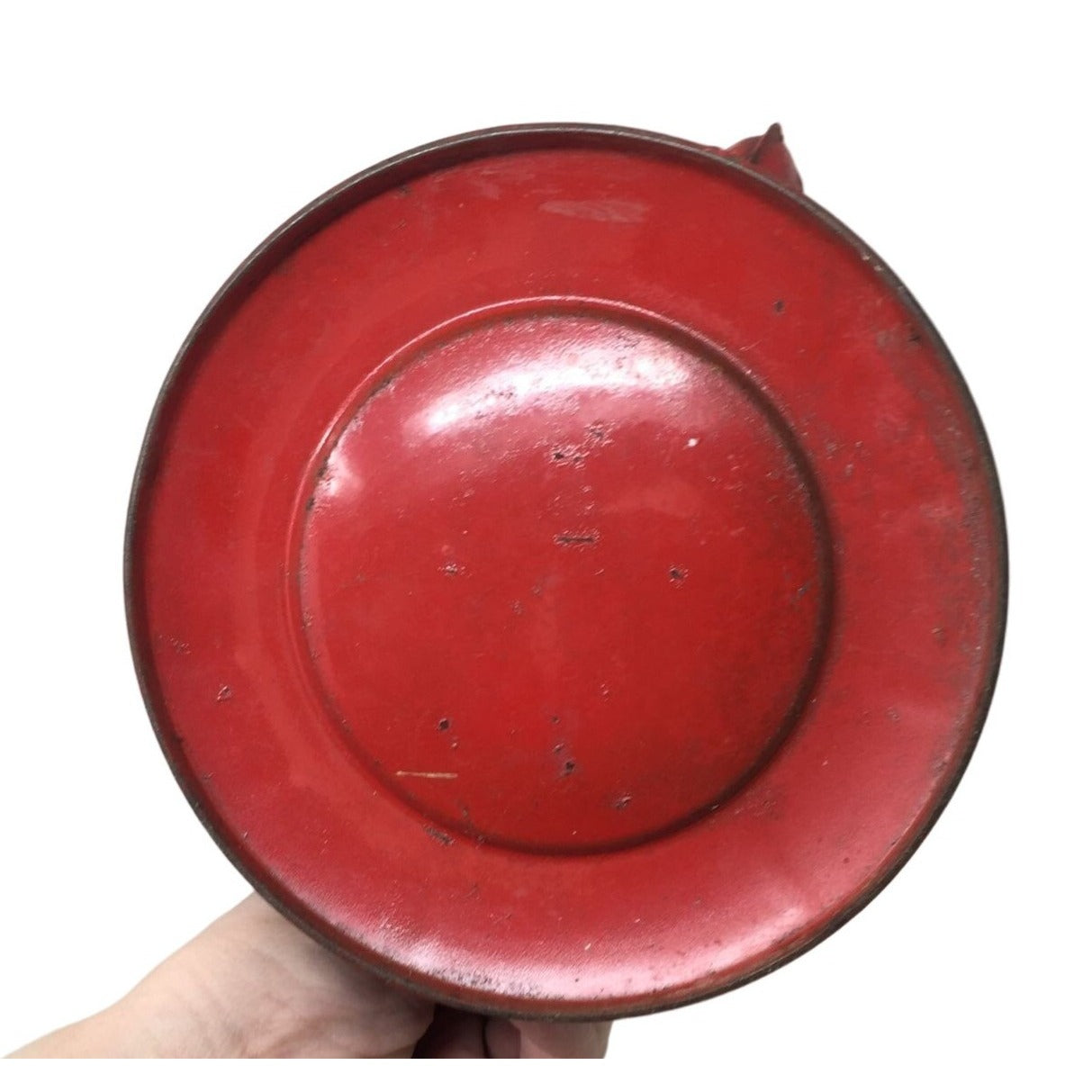 Vintage Red Metal Lantern Oil Lamp  - Great Patina!