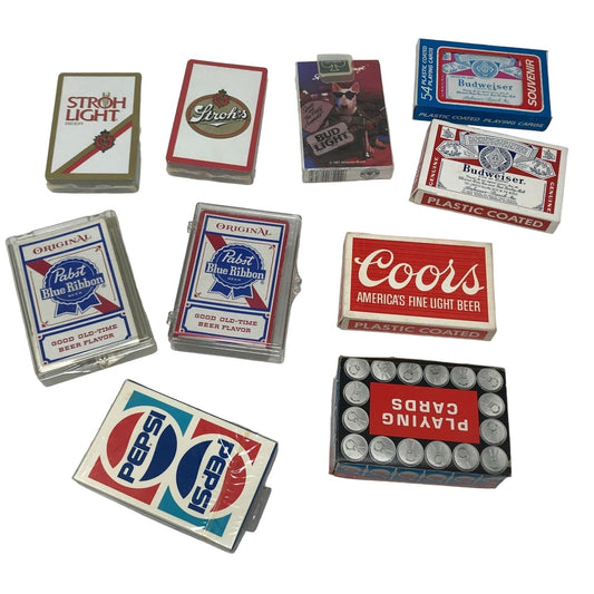 Vintage Lot of Playing Cards- Stroh Light, Bud Light, Budweiser & More