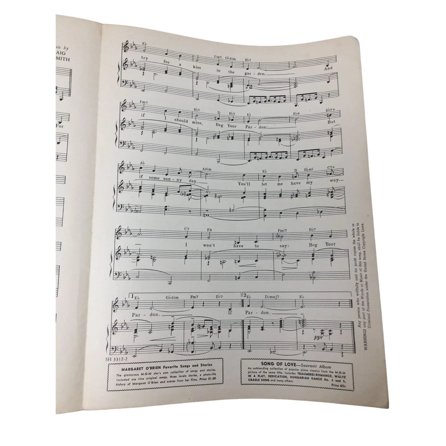 ''BEG YOUR PARDON'' by Francis Craig and Beasley Smith - A+ Stuff - SHEET MUSIC - A+ Stuff