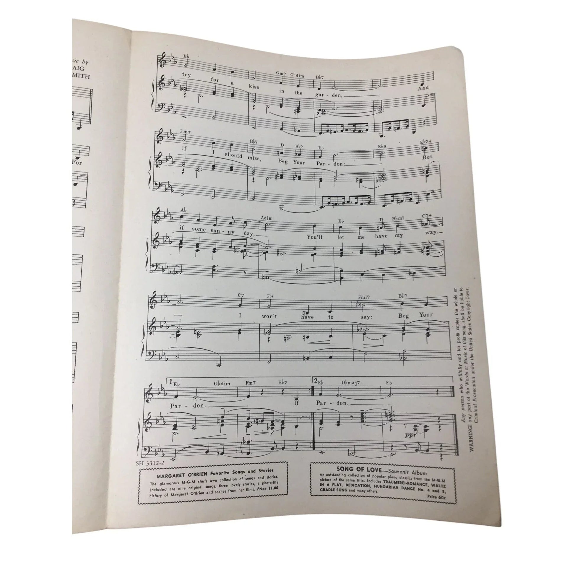 ''BEG YOUR PARDON'' by Francis Craig and Beasley Smith - A+ Stuff - SHEET MUSIC - A+ Stuff