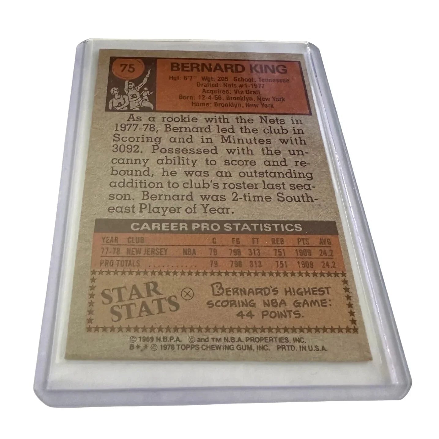 Bernard King 1978 - 79 Topps Basketball Card 75 Vintage Collectible - Topps - Collectible Trading Cards - A+ Stuff