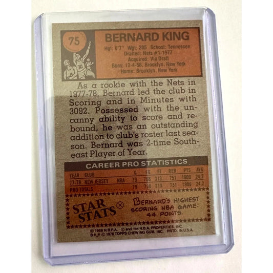 Bernard King 1978 - 79 Topps Basketball Card 75 Vintage Collectible - Topps - Collectible Trading Cards - A+ Stuff