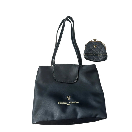 Bernardo Valentino Black Shoulder Bag with Kisslock Coin Purse - Bernardo Valentino - Bag with Coin Pouch - A+ Stuff