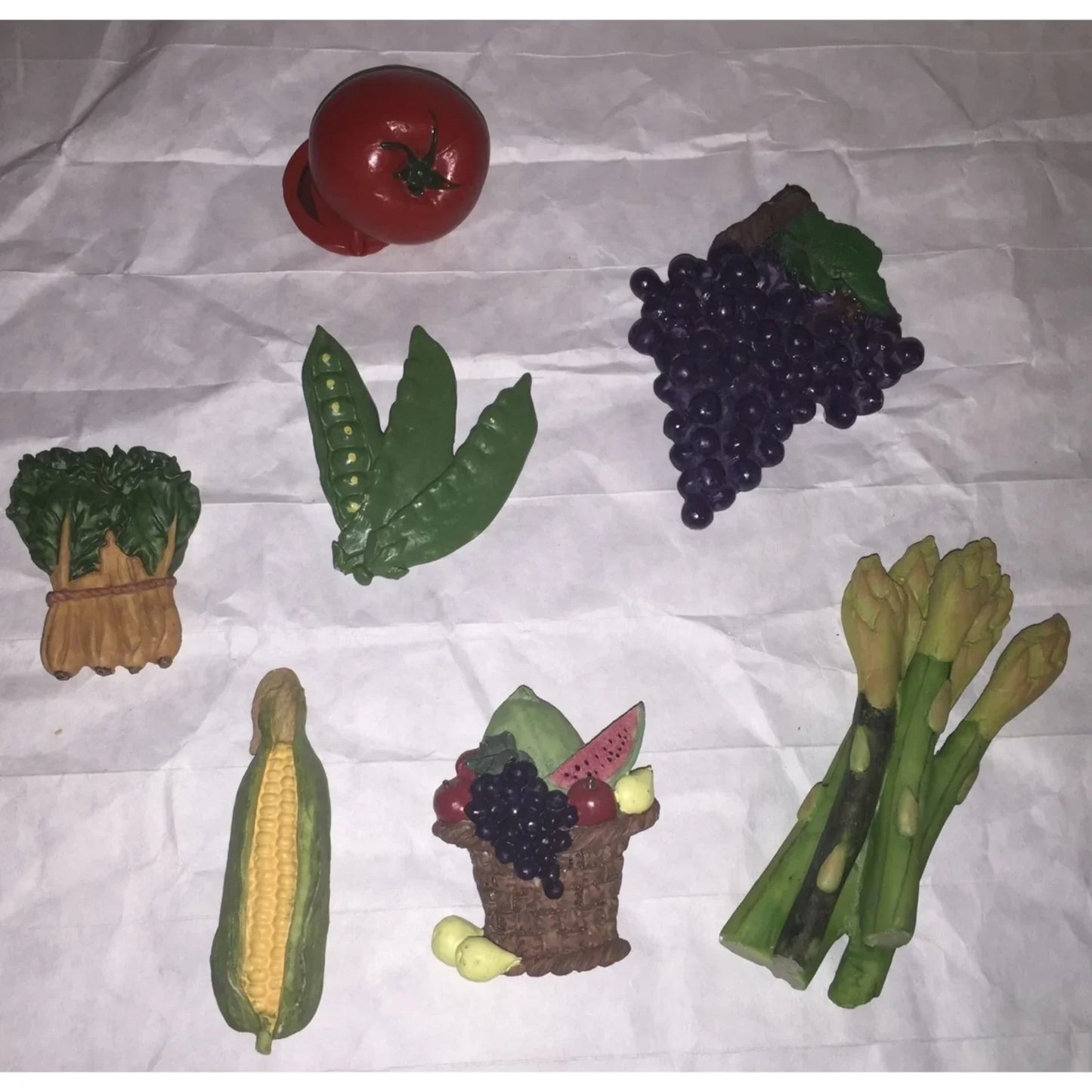 Set of 7 Vintage Mixed Vegetables/Fruit Magnets - A+ Stuff