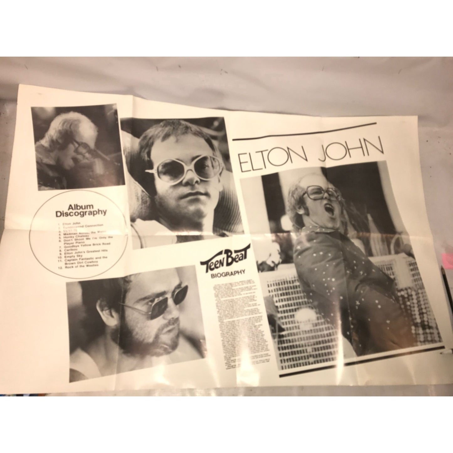 Vintage Elton John Music Poster Collectible- about 34x22 inches