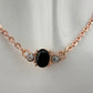 Pretty Oval Sapphire and Crystal Necklace & Earrings Set with Rose Gold Overlay