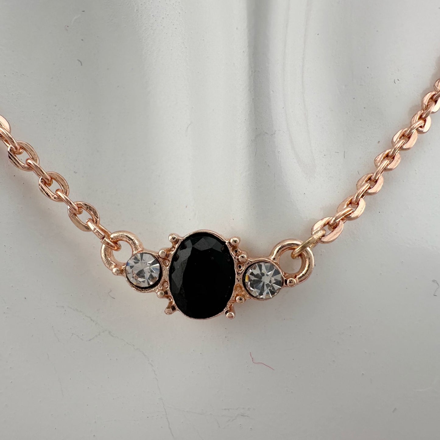 Pretty Oval Sapphire and Crystal Necklace & Earrings Set with Rose Gold Overlay