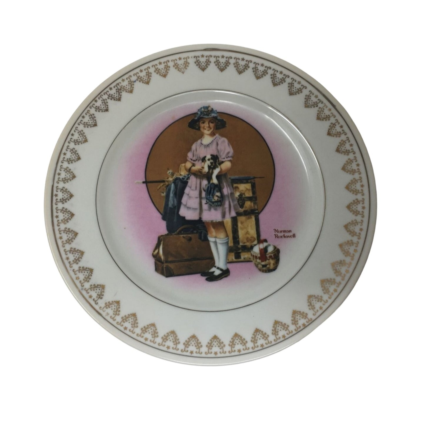 Vintage Collectible Plate "Vacations Over'' by Norman Rockwell