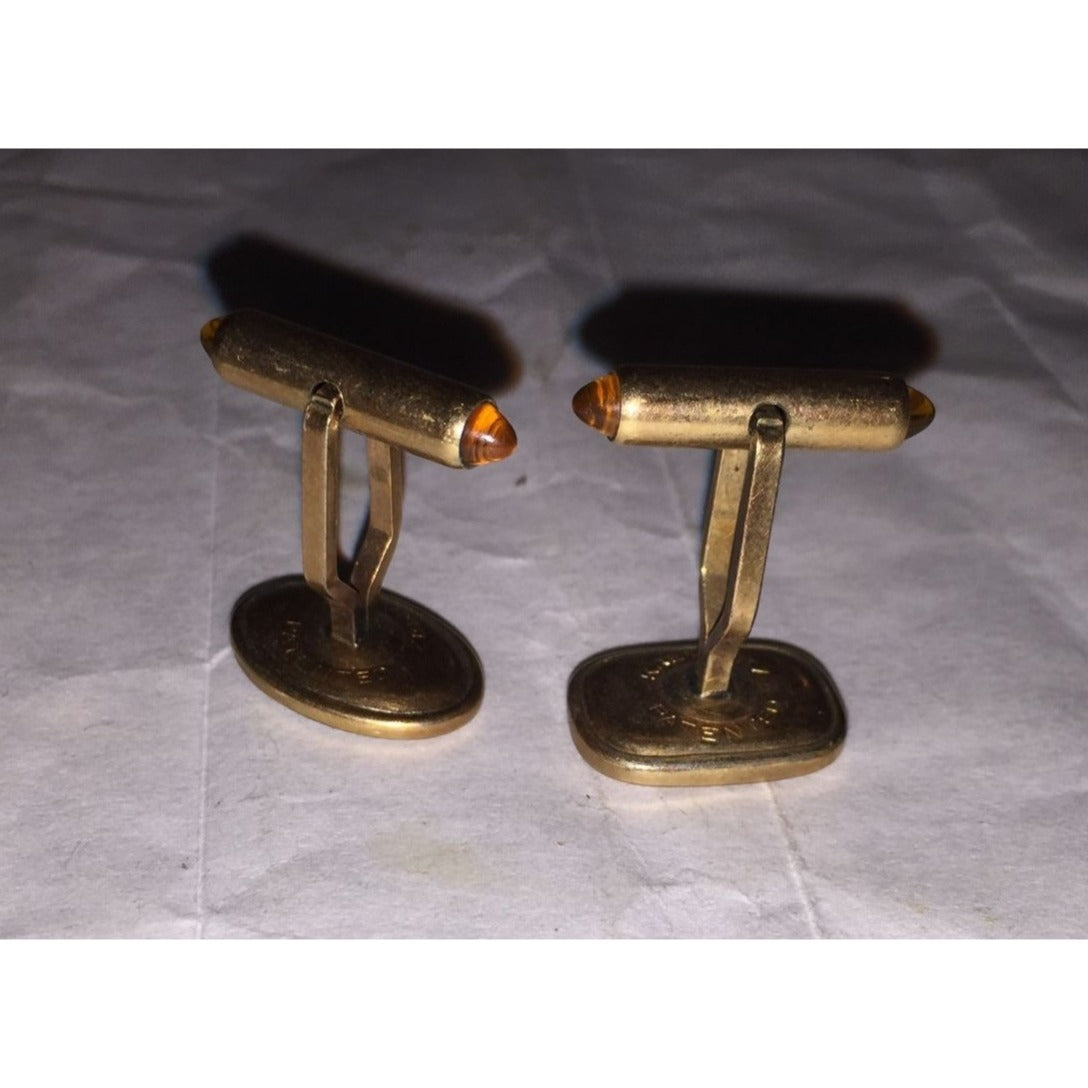 Vintage Men's Gold Tone/Bronze Oval Shaped Cuff Links