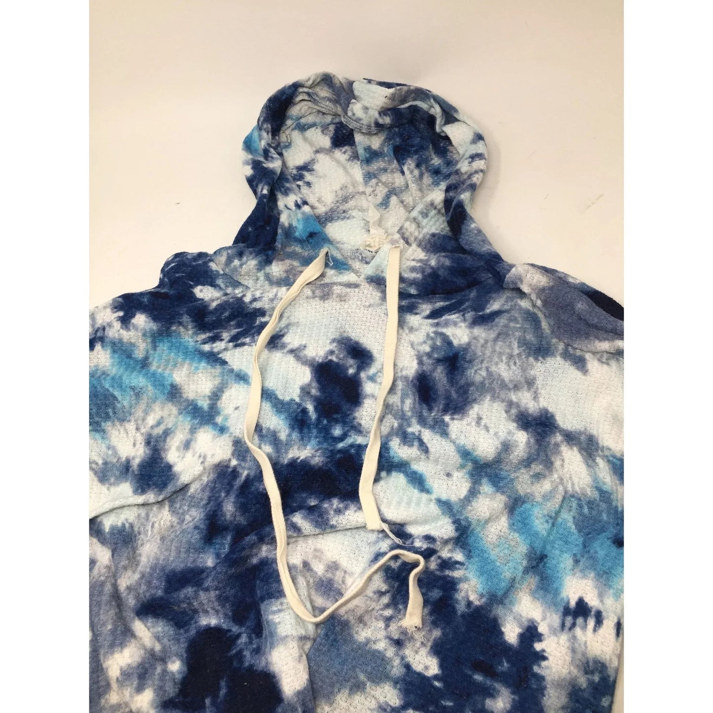 BIBI Blue and White Women's Tie Dyed Hoodie with Long Sleeves - bibi - Shirts & Tops - A+ Stuff