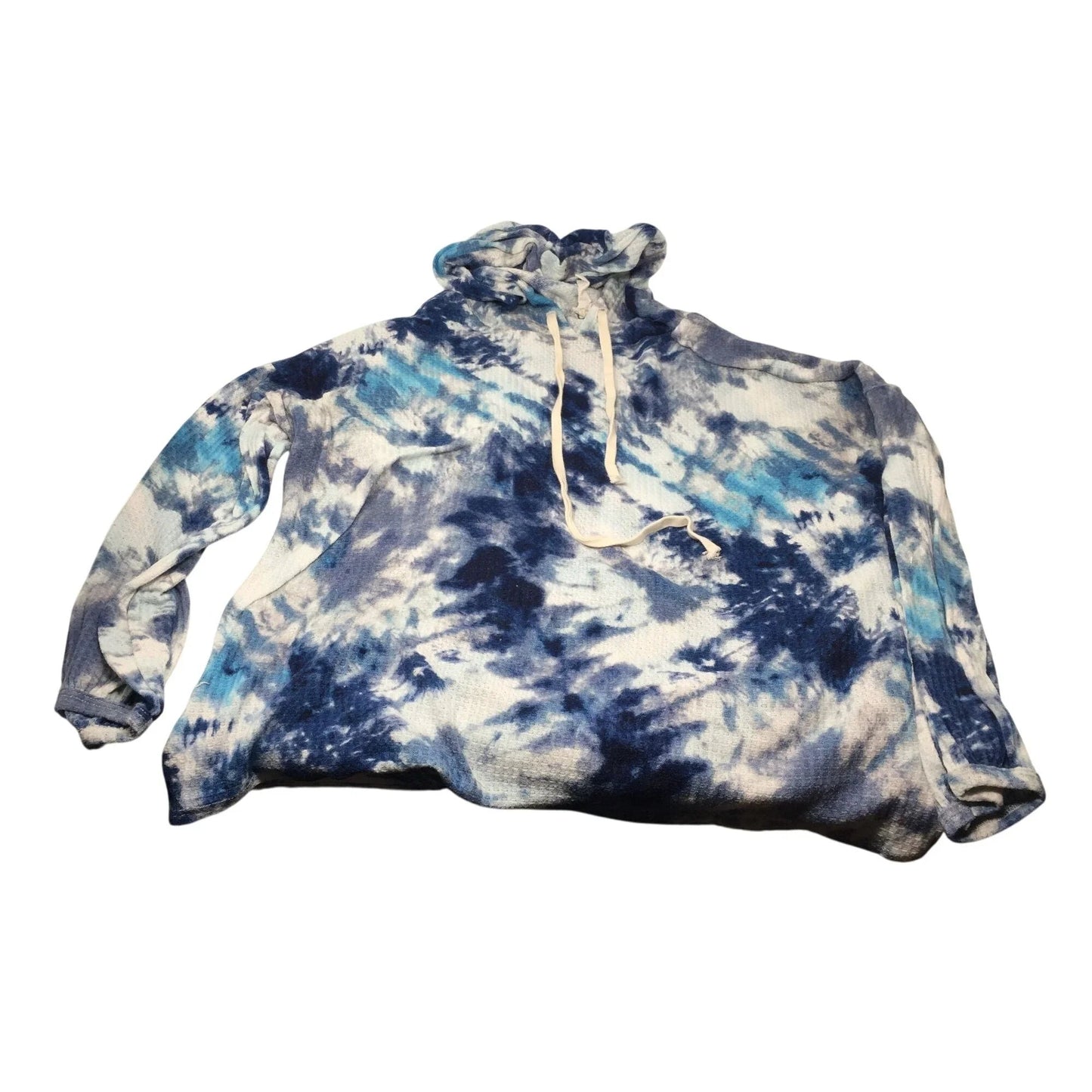 BIBI Blue and White Women's Tie Dyed Hoodie with Long Sleeves - bibi - Shirts & Tops - A+ Stuff