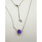 Amethyst and White Topaz Heart Shaped Halo Necklace