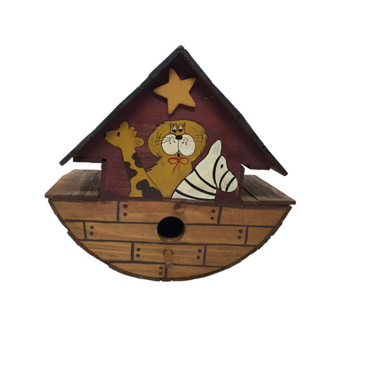 Vintage, hand-painted, wooden Noah’s Ark-themed decorative birdhouse A+ Stuff  A+ Stuff wall decor