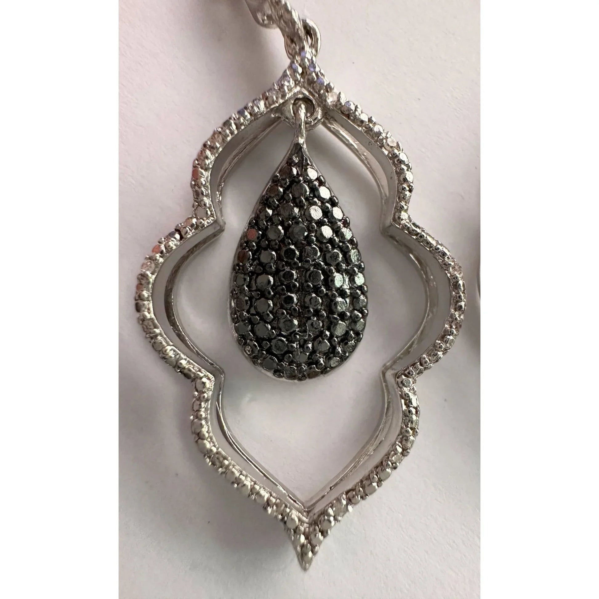 Black Diamond Cluster Leaf Dangle Earrings - A+ Stuff - A+ Stuff