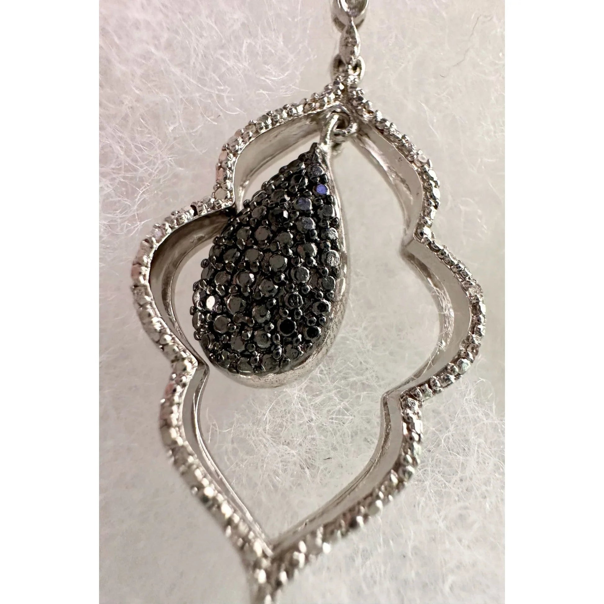 Black Diamond Cluster Leaf Dangle Earrings - A+ Stuff - A+ Stuff
