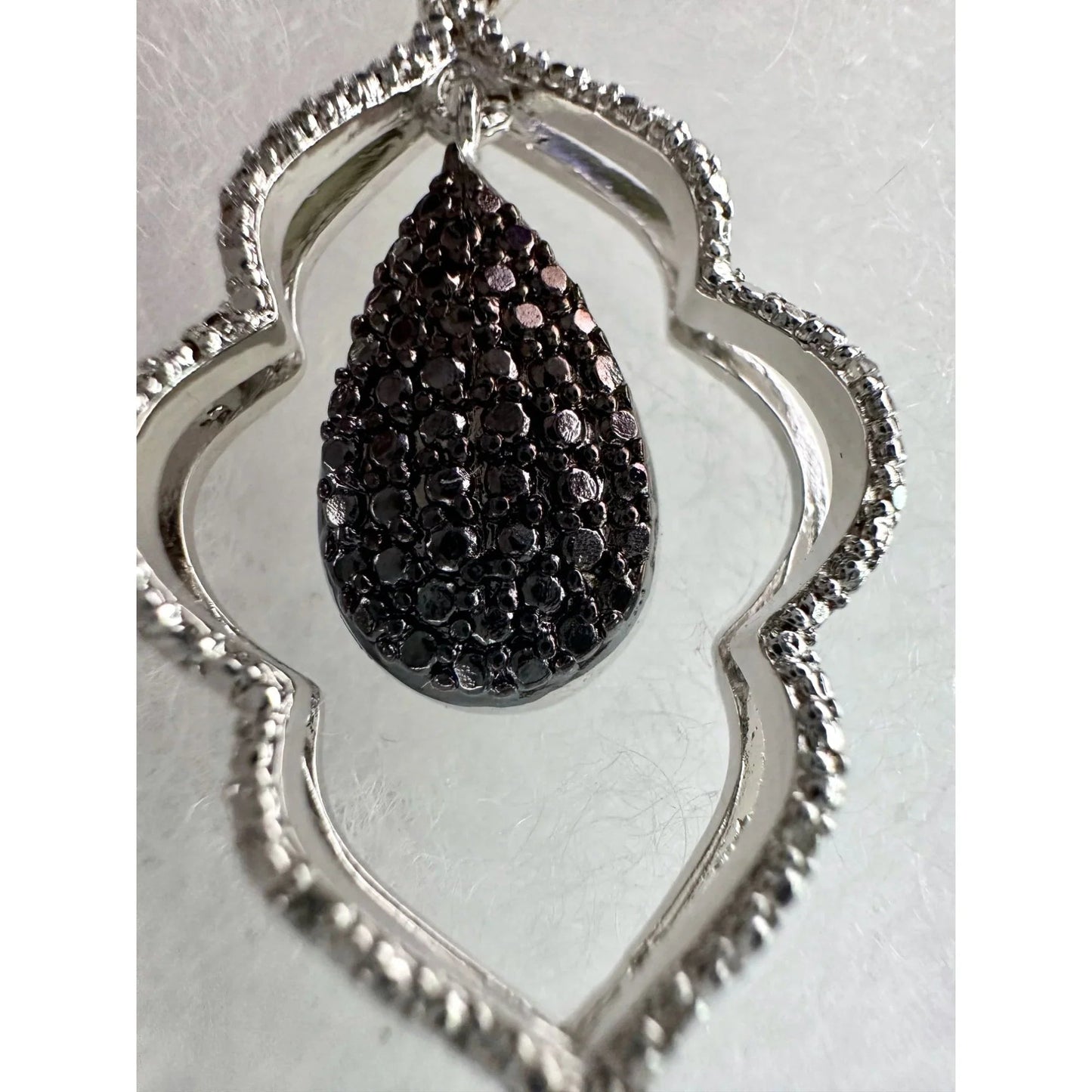 Black Diamond Cluster Leaf Dangle Earrings - A+ Stuff - A+ Stuff