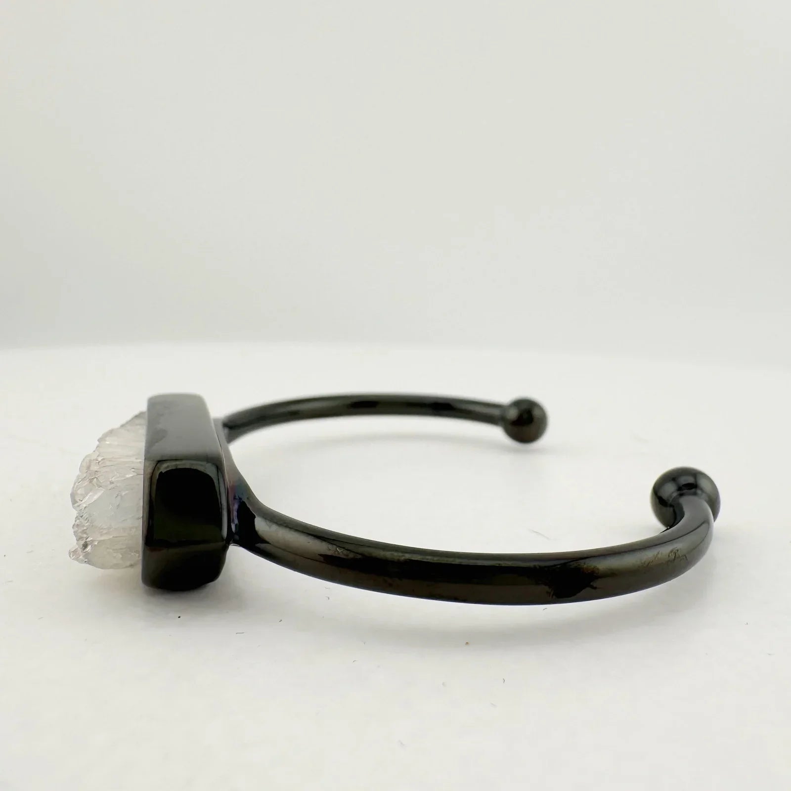 Black Ondine White Quartz Bangle Bracelet - Kinsley Armelle - Bracelet - A+ Stuff