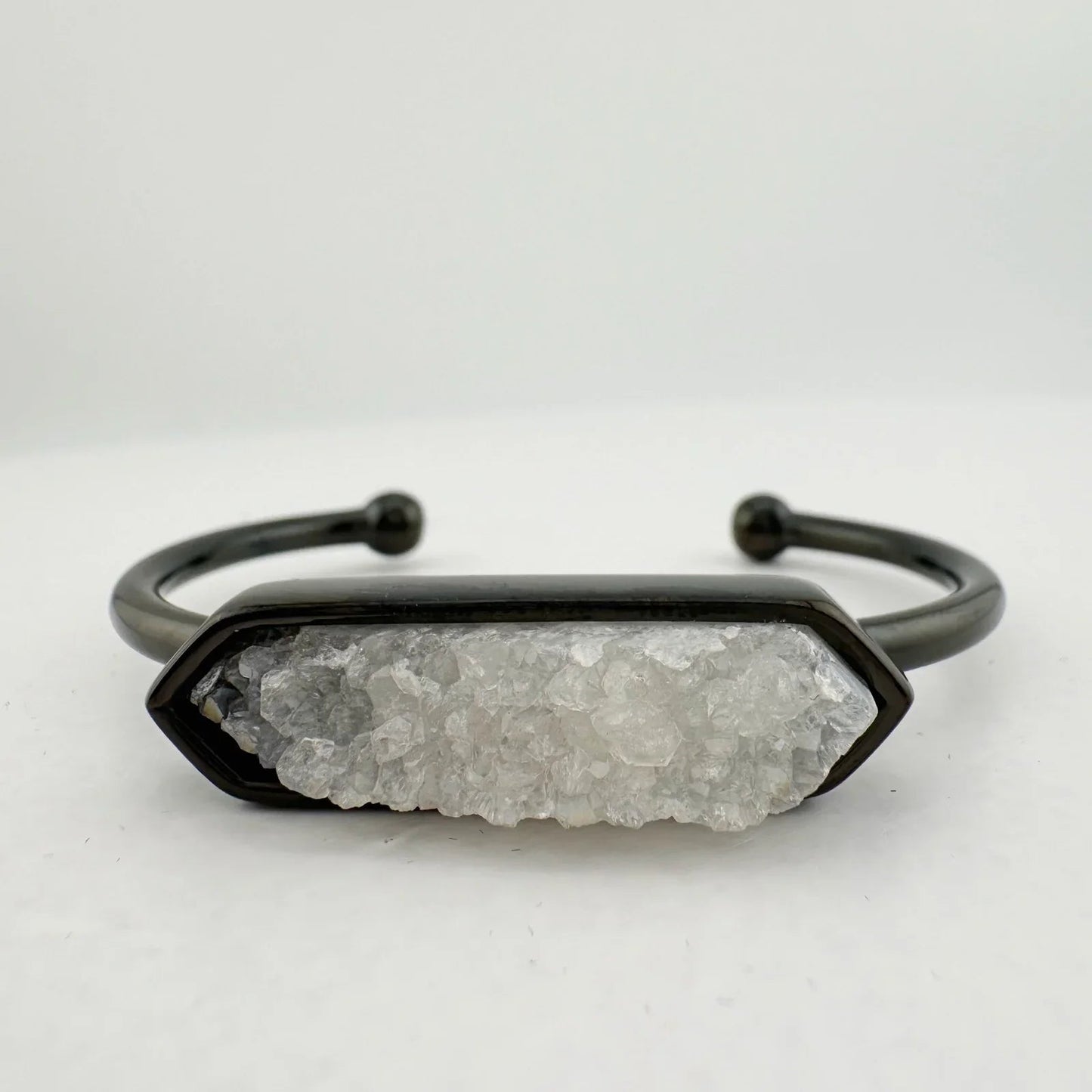 Black Ondine White Quartz Bangle Bracelet - Kinsley Armelle - Bracelet - A+ Stuff