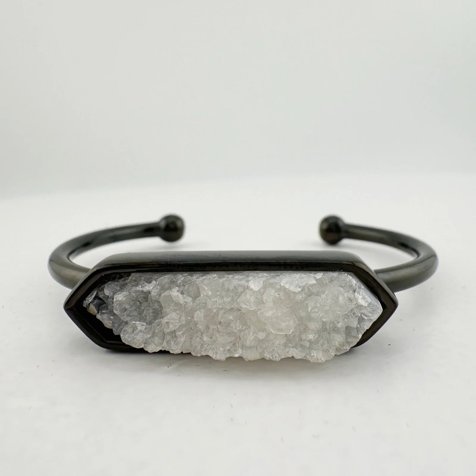 Black Ondine White Quartz Bangle Bracelet - Kinsley Armelle - Bracelet - A+ Stuff