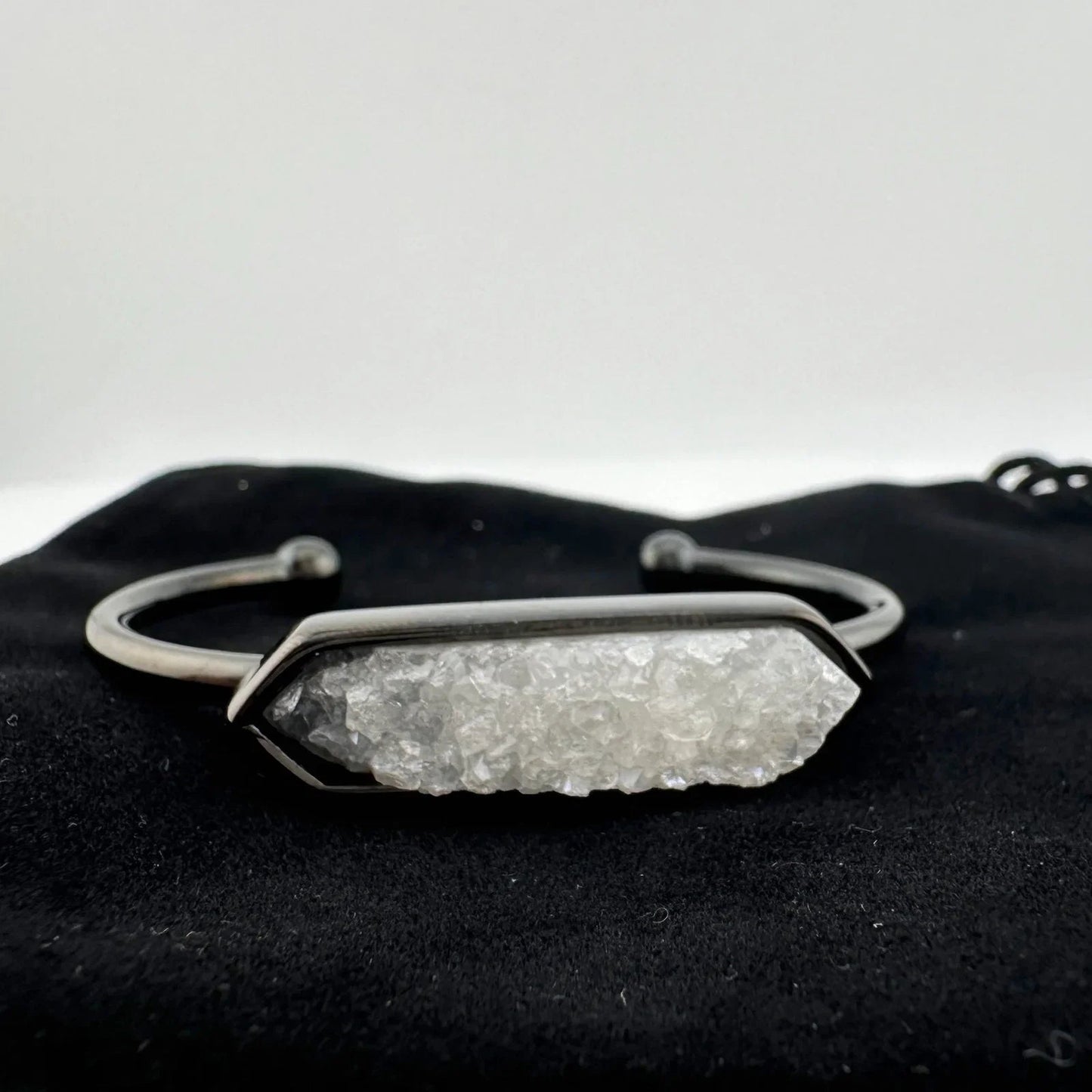 Black Ondine White Quartz Bangle Bracelet - Kinsley Armelle - Bracelet - A+ Stuff