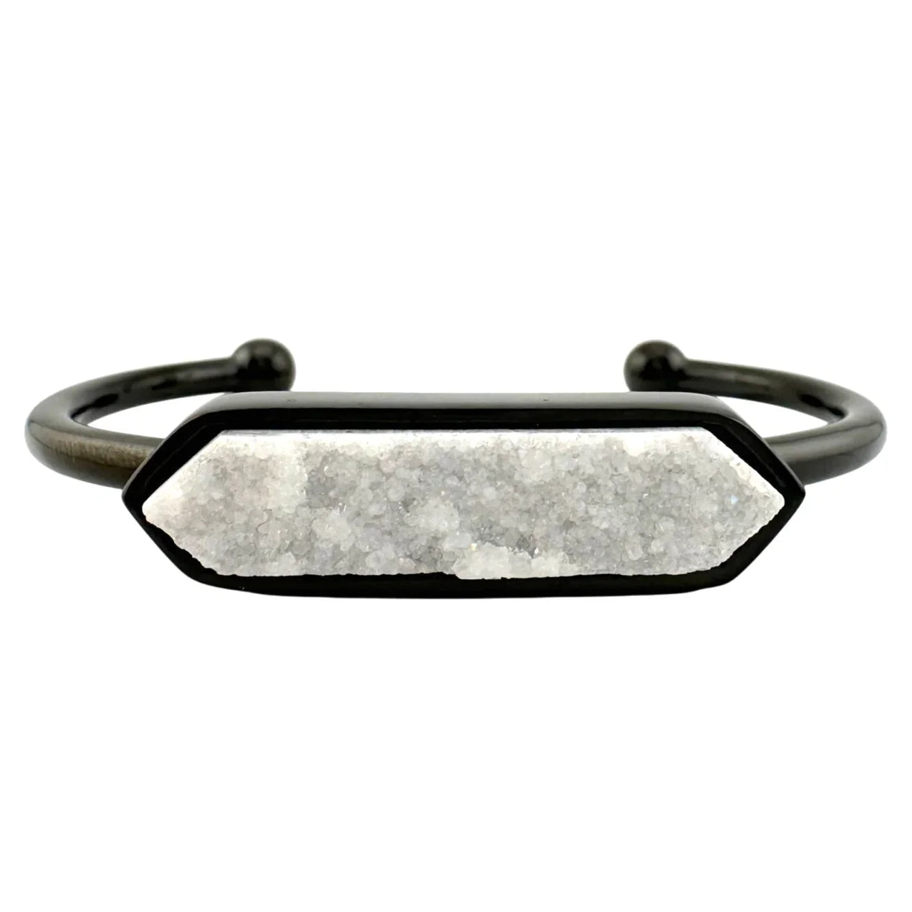 Black Ondine White Quartz Bangle Bracelet - Kinsley Armelle - Bracelet - A+ Stuff