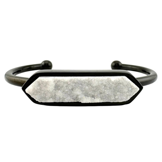Black Ondine White Quartz Bangle Bracelet - Kinsley Armelle - Bracelet - A+ Stuff