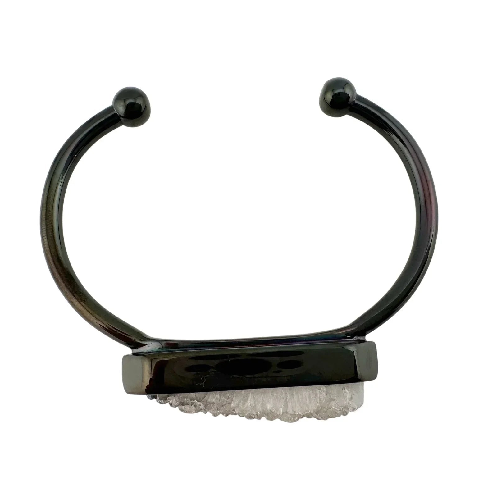 Black Ondine White Quartz Bangle Bracelet - Kinsley Armelle - Bracelet - A+ Stuff