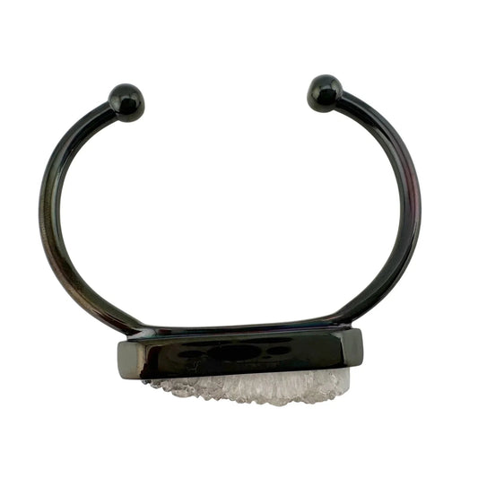 Black Ondine White Quartz Bangle Bracelet - Kinsley Armelle - Bracelet - A+ Stuff